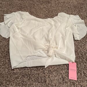 Cream Ruffle Sleeve Blouse